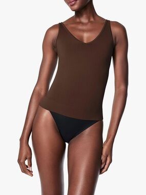 Women's Brown Shapewear Sleeveless V-Neck Tank Top Vintage y2k top size medium